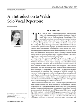 An Introduction to Welsh Solo Vocal Repertoire