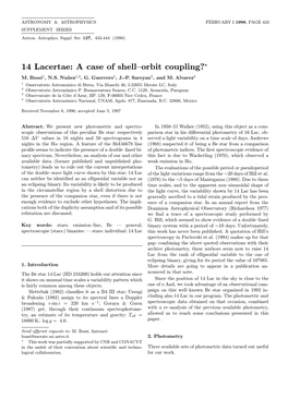 14 Lacertae: a Case of Shell–Orbit Coupling?? M