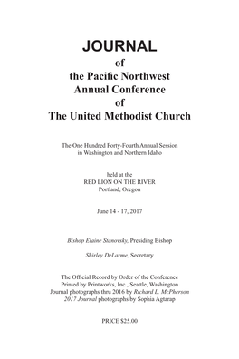 JOURNAL of the Pacific Northwest Annual Conference of the United Methodist Church