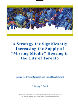 Missing Middle” Housing in the City of Toronto