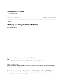 Modeling and Analysis of Social Networks