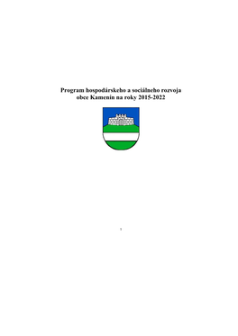 Program Hospodárskeho a Sociálneho Rozvoja Obce Kamenín Na Roky 2015-2022