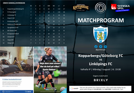 MATCHPROGRAM 6 Eskilstuna United DFF 7 2 2 3 12 12 0 8