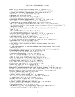 The Jomsa Author Index: 1950-2010