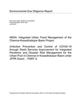 Environmental Due Diligence Report INDIA: Integrated Urban Flood Management of the Chennai-Kosasthalaiyar Basin Project (Infecti