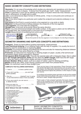 Basic Geometry Concepts and Definitions