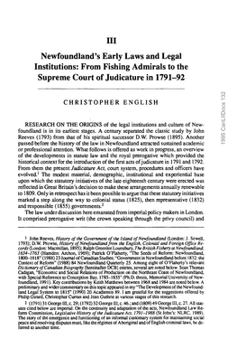 From Fishing Admirals to the Supreme Court of Judicature in 1791-92