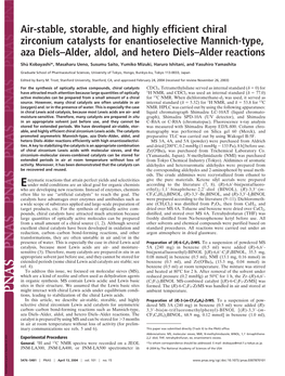 Air-Stable, Storable, and Highly Efficient Chiral Zirconium Catalysts for Enantioselective Mannich-Type, Aza Diels–Alder, Aldol, and Hetero Diels–Alder Reactions