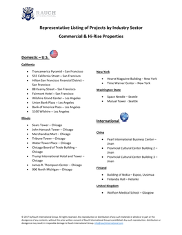 Representative Listing of Projects by Industry Sector Commercial & Hi-Rise Properties