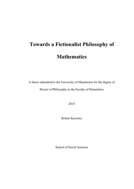 Towards a Fictionalist Philosophy of Mathematics