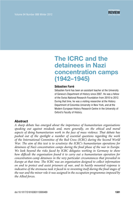 The ICRC and the Detainees in Nazi Concentration Camps (1942–1945)