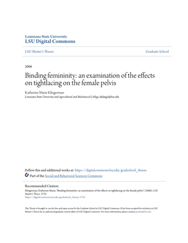 An Examination of the Effects on Tightlacing on the Female Pelvis