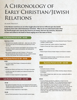 A Chronology of Early Christian/Jewish Relations