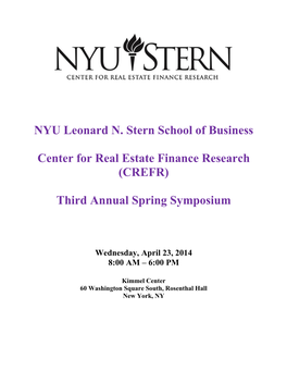 NYU Leonard N. Stern School of Business Center for Real Estate