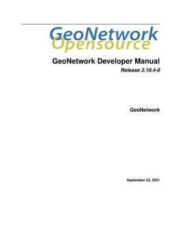 Geonetwork Developer Manual Release 2.10.4-0