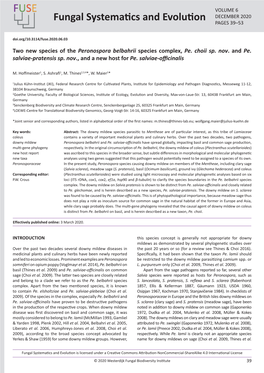 Two New Species of the Peronospora Belbahrii Species Complex, Pe