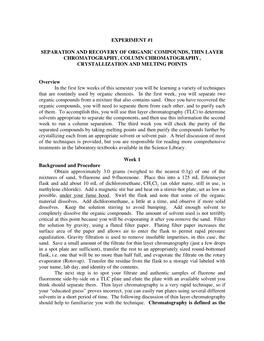 Experiment #1 Separation and Recovery of Organic