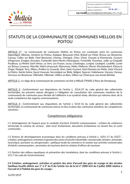 Statuts De La Communaute De Communes Mellois En Poitou