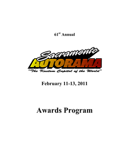 2011 Sacramento Autorama Awards Program