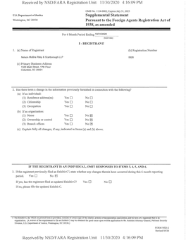 Supplemental Statement Washington, Dc 20530 Pursuant to the Foreign Agents Registration Act of 1938, As Amended