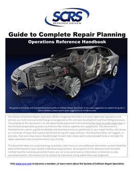 Guide to Complete Repair Planning Operations Reference Handbook