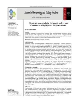 Elaborate Gonopods in the Myriapod Genus Chersastus (Diplopoda