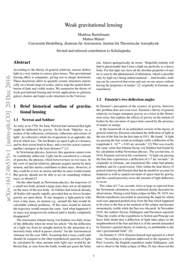 Arxiv:1612.06535V1 [Astro-Ph.CO] 20 Dec 2016 Even a Tiny Mass, Its Motion E.G