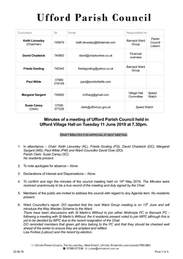 Ufford Parish Council Draft Minutes 06.19