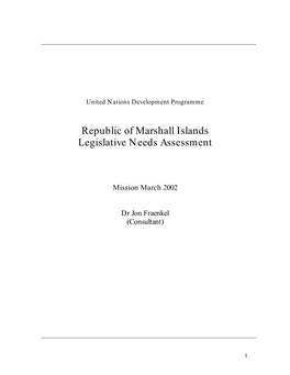 Marshall Islands Legislative Needs Assessment