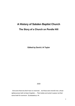 A History of Sabden Baptist Church