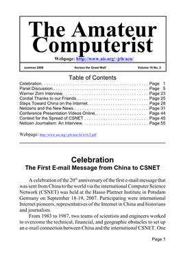 Amateur Computerist Newsletter Editor Prof