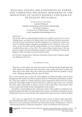 Healing Chains, Relationships of Power and Competing Religious Imageries in the Monastery of Saints Kosmas and Damian in Kuklen (Bulgaria)