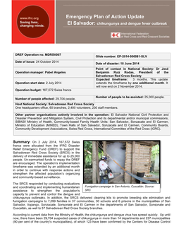 Emergency Plan of Action Update El Salvador: Chikungunya and Dengue Fever Outbreak