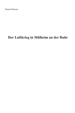 Der Luftkrieg in Mülheim an Der Ruhr Inhaltsverzeichnis