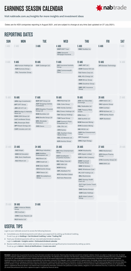 Earnings Season Calendar