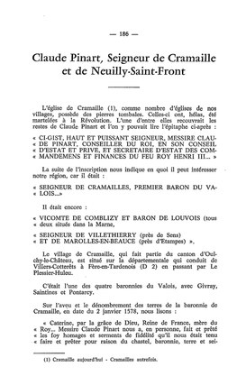 Claude Pinart, Seigneur De Cramaille Et De Neuilly-Saint-Front