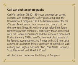 Carl Van Vechten Photographs Carl Van Vechten (1880-1964) Was an American Writer, Collector, and Photographer