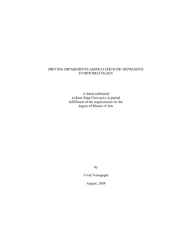 Driving Impairments Associated with Depressive Symptomatology