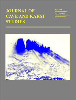 Journal of Cave and Karst Studies Editor Louise D