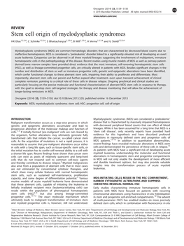 Stem Cell Origin of Myelodysplastic Syndromes