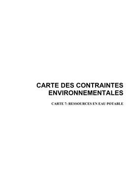 Carte 7 : Ressources En Eau Potable