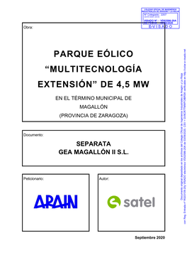 Parque Eólico “Multitecnología Extensión” De 4,5 Mw