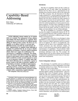 Capability-Based Addressing Is Course, to Some Scheme for Preserving the Integrity of the Discussed