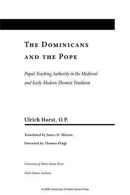 The Dominicans and the Pope