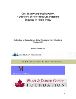 A Directory of Non-Profit Organizations Engaged in Public Policy