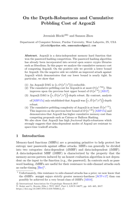 On the Depth-Robustness and Cumulative Pebbling Cost of Argon2i