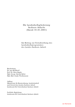 Die Landschaftsgliederung Sachsen-Anhalts (Stand: 01.01.2001)