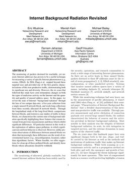 Internet Background Radiation Revisited