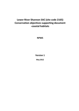 Lower River Shannon SAC (Site Code 2165) Conservation Objectives Supporting Document -Coastal Habitats