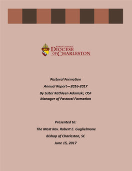Pastoral Formation Annual Report—2016-2017 by Sister Kathleen Adamski, OSF Manager of Pastoral Formation